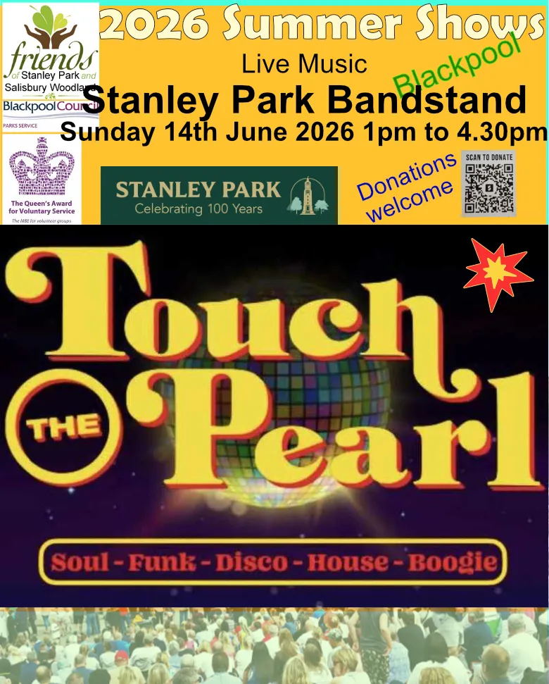 Live Music at Stanley Park Bandstand Sunday 17th May 2026 1pm to 4.30pm. Hit for Six and Pat Sharp Boys.