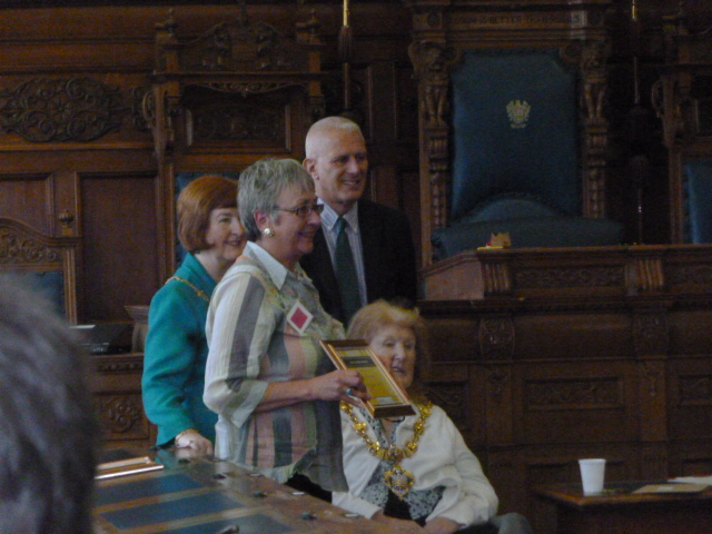 Carole Thaw with Gordon Marsden and the Mayor of Blackpool