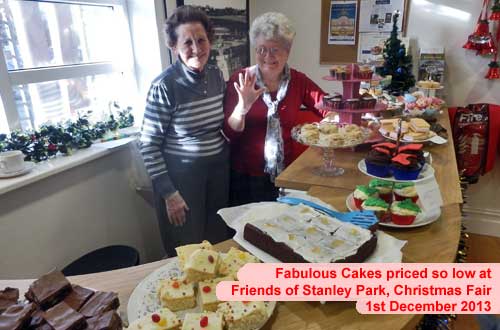 Lots of lovely cakes served by two lovely ladies at the Christmas Fair Stanley Park, Blackpool