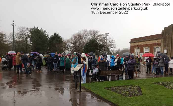 Christmas Carols on Stanley Park Blackpool.  Blackpool Light Operetic  collecting for Blue Sky Fund and Sam's Superheroes