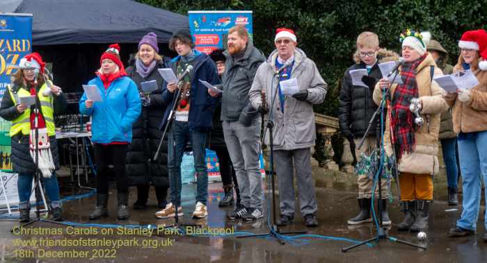 Christmas Carols on Stanley Park Blackpool.  Blackpool Light Operetic  collecting for Blue Sky Fund and Sam's Superheroes