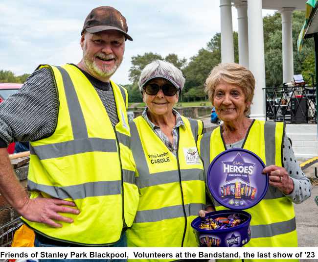 Friends of Stanley Park Blackpool, volunteers at the last bandstand show of 2023