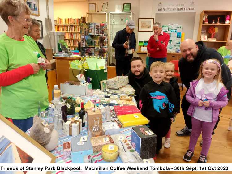Friends Of Stanley Park Blackpool, Macmillan Coffee Weekend.  The tombola on Saturday morning, 30th September 2023
